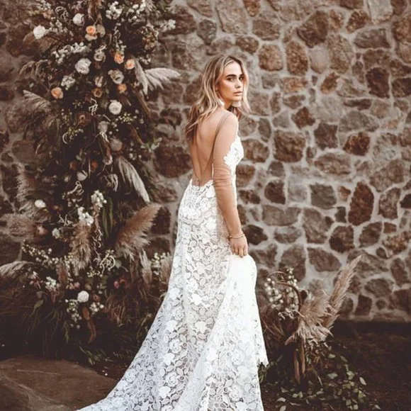 Lovers Society Kennedy Wedding Gown Size 10 Boho Lace